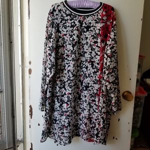 Calvin Klein Floral Dress with Sheer Arms Size 2X